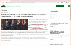 A VMSZ honlapja „lefokozta" a pártelnök kitüntetését csillag nélkülire (Képernyőmásolat 2021. augusztus 21., KEI 08:00)