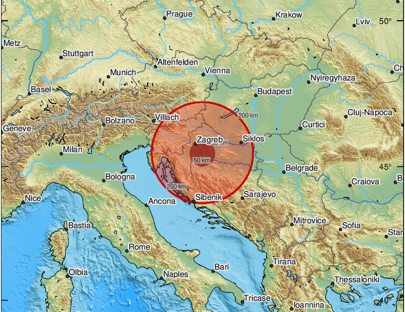 Földrengés volt Zágráb közelében